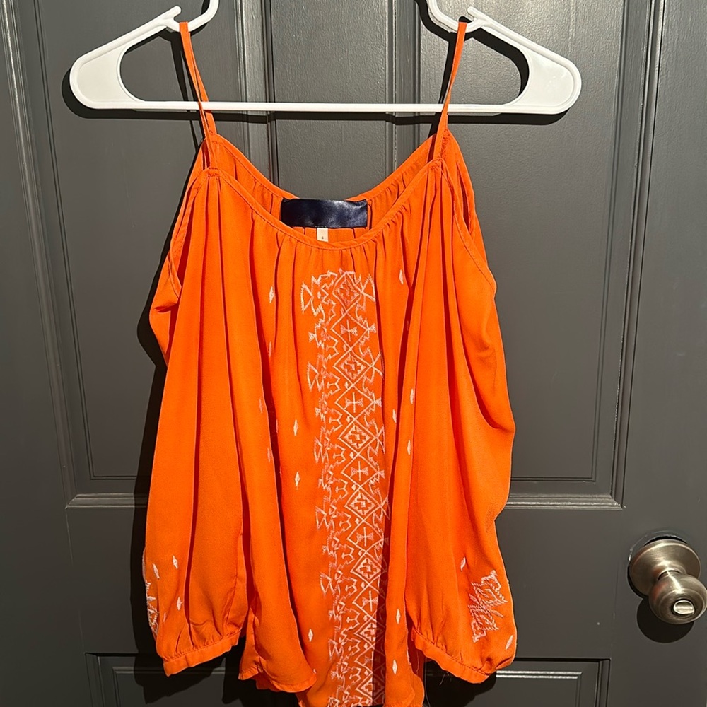 Orange off shoulder long sleeve blouse